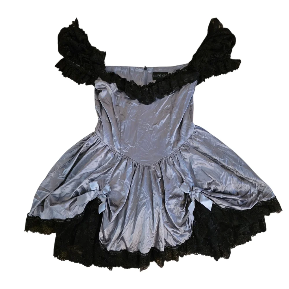Current Mood Satin And Lace Mini Dress- Medium